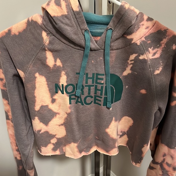 Upcycled Bleached North Face Cropped Hoodie - Picture 2 of 3